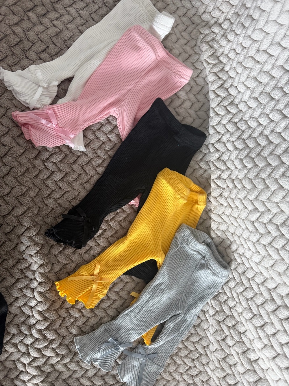 Kids Ribbed Leggings Set - Pink, White, Black, Yellow, Gray